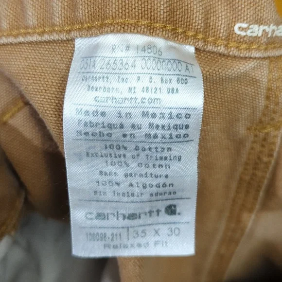 Carhartt Pants Men's 35x30 Brown Double Knee Relaxed Fit Duck Canvas 10098-211 - Picture 10 of 12